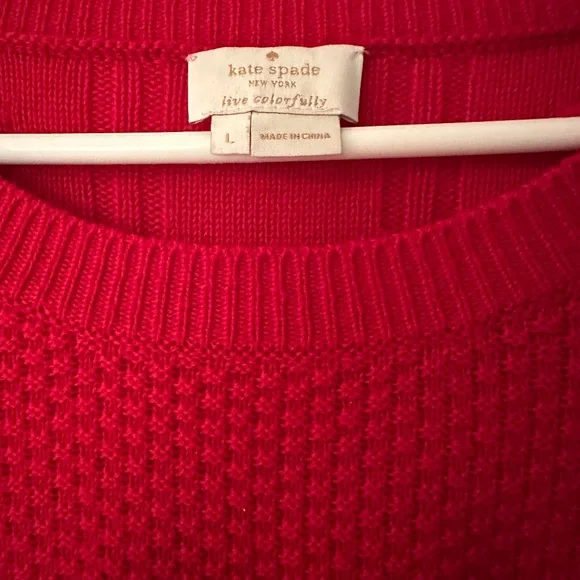 Kate Spade Ruffle-yoke Textured Wool-blend Sweater In Charm Red - Picture 4 of 5